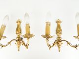 pair of antique brass wall sconces with clear glass shades
