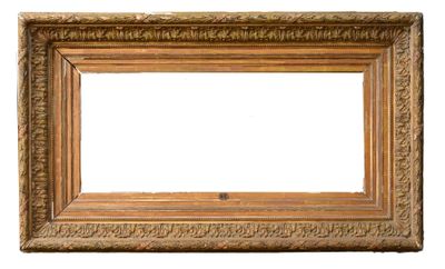 an old picture frame on a white background with a white background