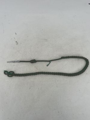 a close up of a green rope with a hook on it