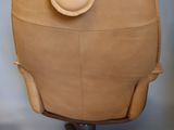 pair of mid - century danish lounge chairs in leather and teak wood
