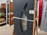 an image of a refrigerator in a warehouse with a lot of wood