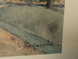 a picture of a painting of a tree on the side of the road