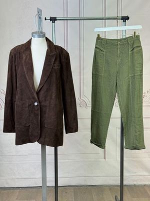 two pieces of clothing that are on display on a mannequin