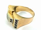 yellow gold ring with amethorate and purple sapphires