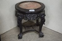 Socle rond chinois avec plateau en marbre - H : 47 cm diamèt…