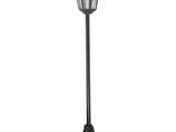 a black lamp post with a light on top of it