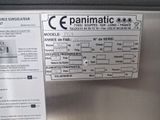 a close up of a stainless steel refrigerator with a label on it