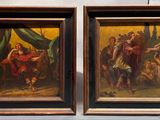 deux tableaux représentant un homme à cheval et une femme à cheval