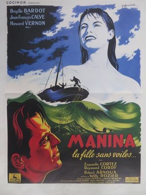 une affiche du film « Maniana », représentant une femme et un bateau