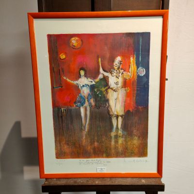une photo d'un tableau représentant deux femmes tenant des raquettes de tennis