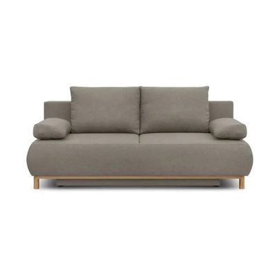 1 Banquette convertible 3 places MIKA - Tissu beige - Coffre…