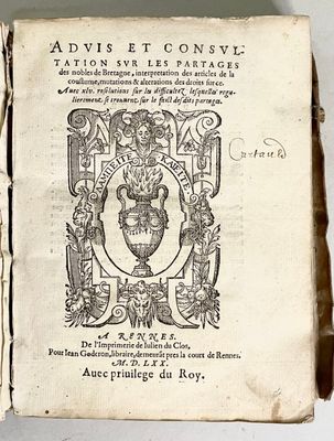 an old book with a picture of a vase on it