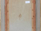 a painting of a cat sitting in front of a wooden frame