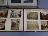 several old photos of a bunch of buildings and buildings on a table