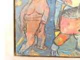 un tableau accroché au mur d'une pièce, représentant un homme et une femme