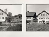 deux photos en noir et blanc représentant quelques maisons