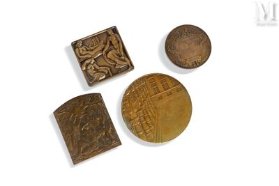 four different types of coins are shown on a white surface