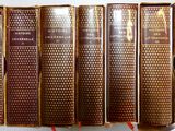 plusieurs vieux livres sont alignés sur une étagère