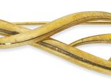a gold brooch with a pearl in the middle