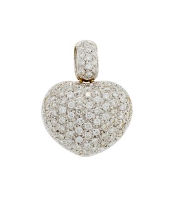 a diamond heart pendant on a white background