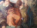 a painting of a woman and two children in the water