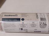 a roll of paper on a table with a label on it
