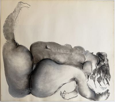 an image of a drawing of a woman laying on her stomach