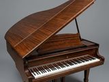 an image of a grand piano on a grey background