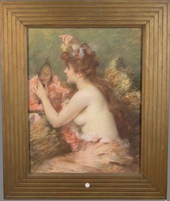 Esther HUILIARD (1855-1928) "Le miroir" pastel sur papier si…