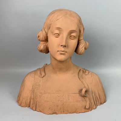 * École italienne : "Buste de jeune femme à la coiffure enru…