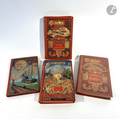 three books are sitting on a white surface next to each other