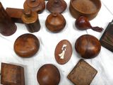 a lot of wooden objects that are on a table