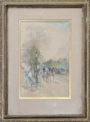 Edmond MORIN (1824 - 1892) "Les Champs Élysées en avril"