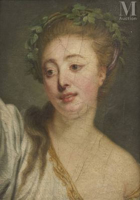 tableau représentant une femme coiffée d'une couronne de feuilles