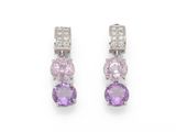 une paire de boucles d'oreilles en améthorate et diamants
