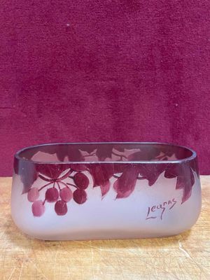 a picture of a glass bowl with a design on it