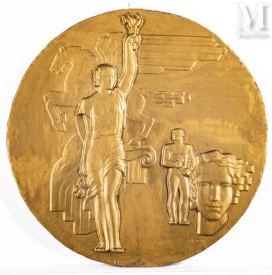 Joseph THYS (1891-1970) Médaillon en plâtre patiné, probable…