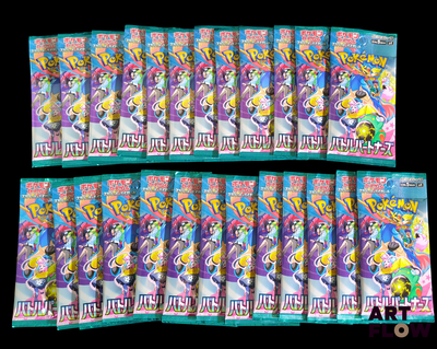 six packs of pokemon trading cards are on a black background