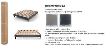 SOMKIT - Idéal accès difficile, Sommier Beige, 160x200 - NEU…