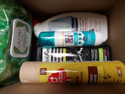 a box with a lot of cleaning products inside of it