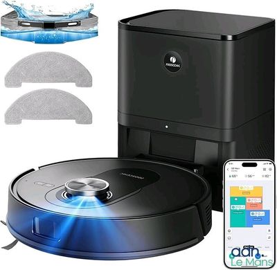 an image of a robotic vacuum cleaner with a remote control
