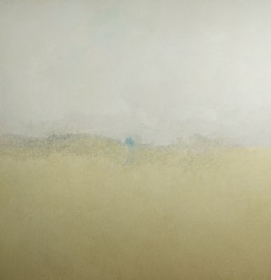 tableau représentant un cheval solitaire dans un champ, avec le ciel en arrière-plan