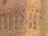an oil painting of a baby in a crib surrounded by birds