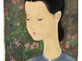 une image représentant un tableau d'une femme avec des fleurs en arrière-plan