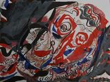 a picture of a painting of a man with a hat on