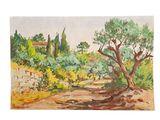 an image of a painting of trees and bushes on a white background