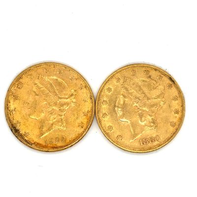 deux souverains d'or, l'un orné d'une tête de cheval et l'autre d'une tête de cheval