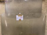 two clear plastic containers sitting on top of each other