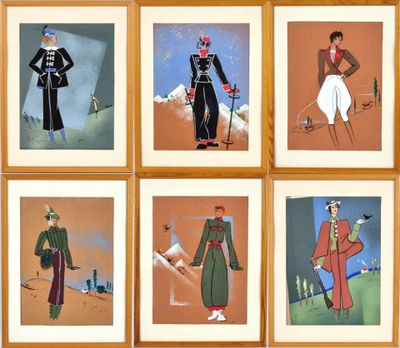 six photos encadrées représentant un homme en costume et une femme en robe, puis un homme en costume et une femme en robe, puis un homme en