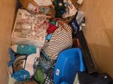 a pile of trash in the corner of a room